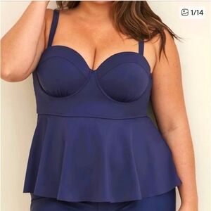 Torrid Deep Blue Peplum Tankini Top